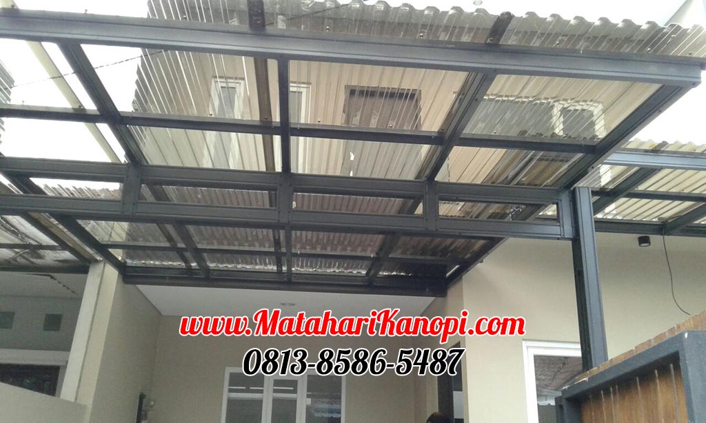 Hasil Pemasangan Kanopi Baja Ringan Atap Solartuff Super Elegan Cremona Plus Cat Hitam di Ciledug