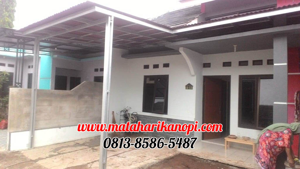 Hasil Pemasangan Kanopi Baja Ringan Atap Go Green Paket Ekonomis di Perum Ferari Residence Indah Kalimulya Depok