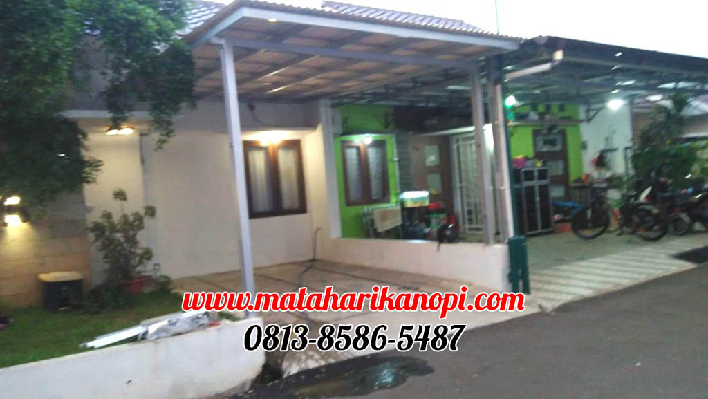 Hasil Pemasangan Kanopi Baja Ringan Atap Alderon RS Paket Ekonomis di Cluster Lavinia Residence Sawangan Depok