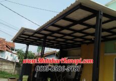 Hasil Pemasangan Kanopi Baja Ringan Atap Alderon Sunapel Super Elegan Plus Cat Hitam di Griya Cilodong Asri Depok
