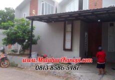 Hasil Pemasangan Kanopi Baja Ringan Atap Alderon Sunpanel Super Elegan Plus Cata Rangka Hitam di Perum Madrid Residece Cilodong Depok