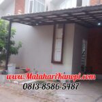 Hasil Pemasangan Kanopi Baja Ringan Atap Alderon Sunpanel Super Elegan Plus Cata Rangka Hitam di Perum Madrid Residece Cilodong Depok