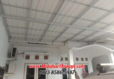 Hasil Pemasangan Kanopi Baja Ringan Atap Alderon Sunpanel Paket Elegan di Jalan Rajawali Gang Ririn Beji Depok